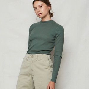 Back Beat Rags Sage Organic Cotton Rib Mock Neck